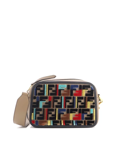 Pre-Owned Fendi Small F is Fendi Camera Bag Leather and Zucca Velvet