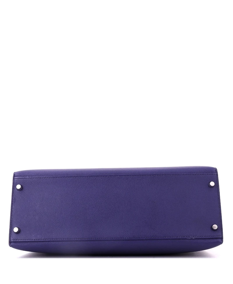 Pre-Owned Hermes Kelly 35 Handbag Blue Epsom with Palladium Hardware