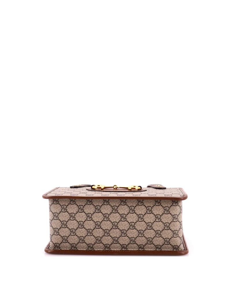 Pre-Owned Gucci Small Horsebit 1955 Boston Bag Gg Coated Canvas
