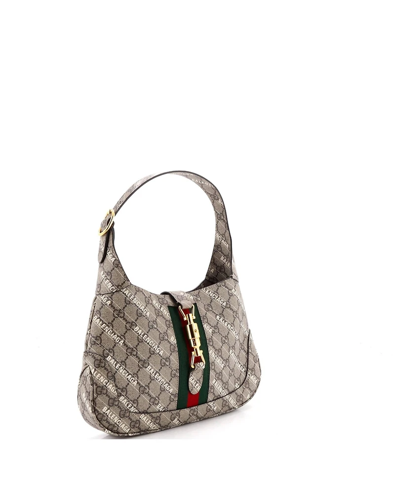 Pre-Owned Gucci Small x Balenciaga The Hacker Project Jackie 1961 Hobo Gg Coated Canvas