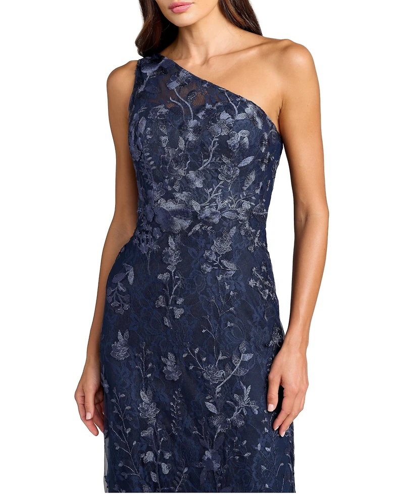 Mac Duggal Petite One Shoulder Lace Embroidered Gown