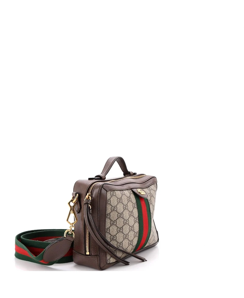 Pre-Owned Gucci Small Ophidia Zip Around Gg Coated Canvas Camera Bag