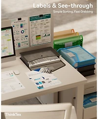 Danrong Transparent Plastic Expanding File Folders Snap Closure Large Capacity Sturdy Document Organizers