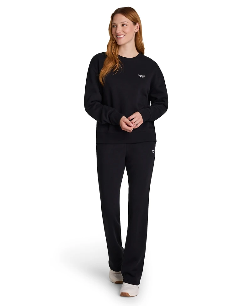 Reebok Women's Small Logo Mid-Rise Flare Pants