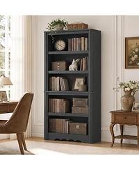 homfan 70.9" Tall Bookshelf - 5-Tier Wood Bookcase with Arched Roman Column Design for Home Office and Living Room