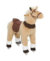 Glintex Walking Pony 31.5" Plush Pedal-Drive Rocking Horse with Wheels, 55-lb Capacity, Ages 3-5