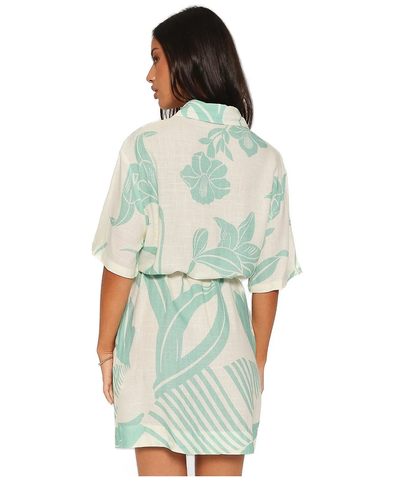 Petal and Pup Women's Karmon Floral-Print Button-Down Mini Dress