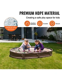 Glintex 72 x 41.5 in Oval Kids Sandbox with 4 Corner Seats, Cover & Liner, Ages 3-12