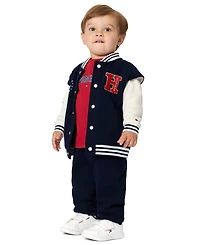 Tommy Hilfiger Baby Boys' Fleece Varsity Jacket, T-Shirt and Jogger Pants, 3-Piece Set