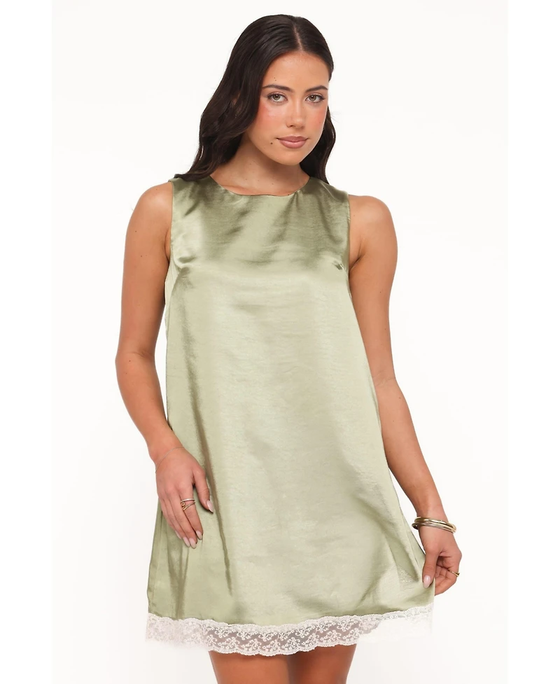 Petal and Pup Women's Gretel High-Neckline Lace-Trim Mini Dress