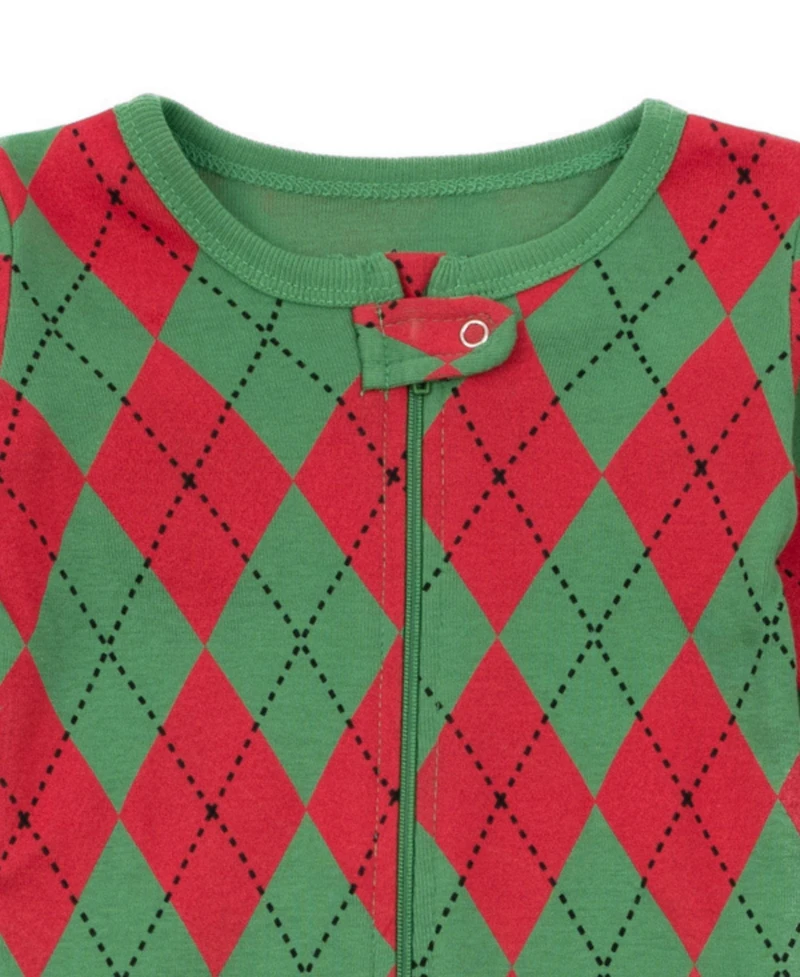 Leveret Baby One Piece 0M -24M Argyle Cotton Footed Pajamas