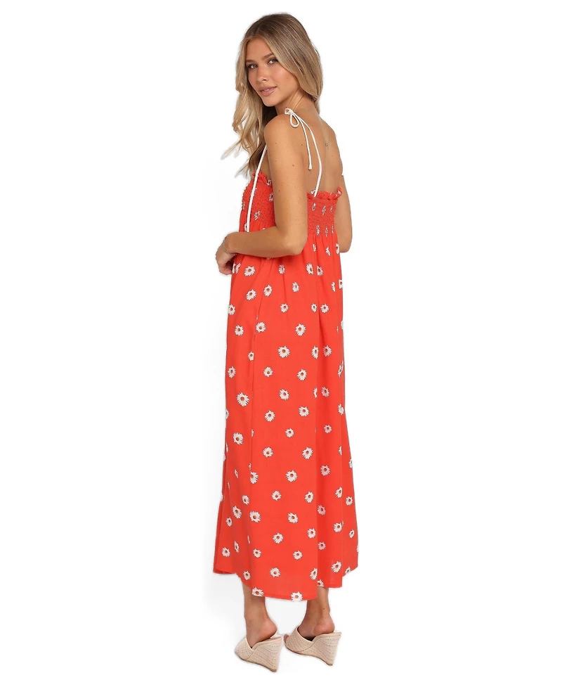 Petal and Pup Women's Josie Floral Square-Neckline Smocked-Bodice Maxi Dress