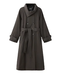 Mango Women's Long Belted Funnel-Neck Trench Coat