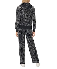Vince Camuto Women's Velour Animal-Print Drawstring-Waist Straight-Leg Pants
