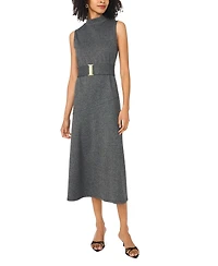 Vince Camuto Women's High Mock-Neck A-Line Sleeveless Midi Dress