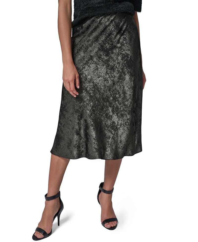 Donna Karan New York Women's A-Line Midi Foil Skirt