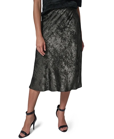 Donna Karan New York Women's A-Line Midi Foil Skirt