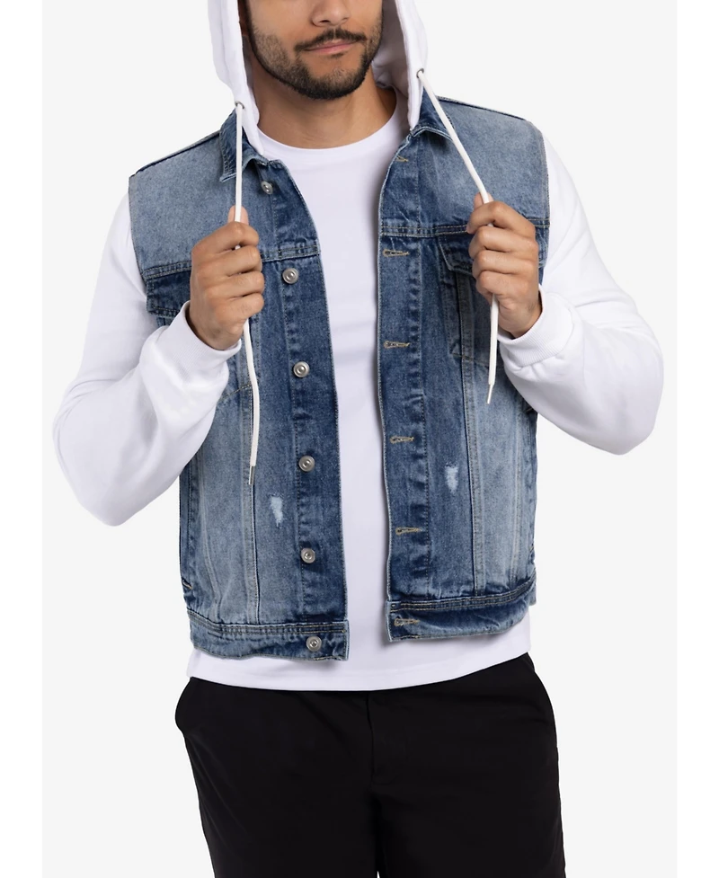 Men's Hooded Sweatshirt Denim Jacket