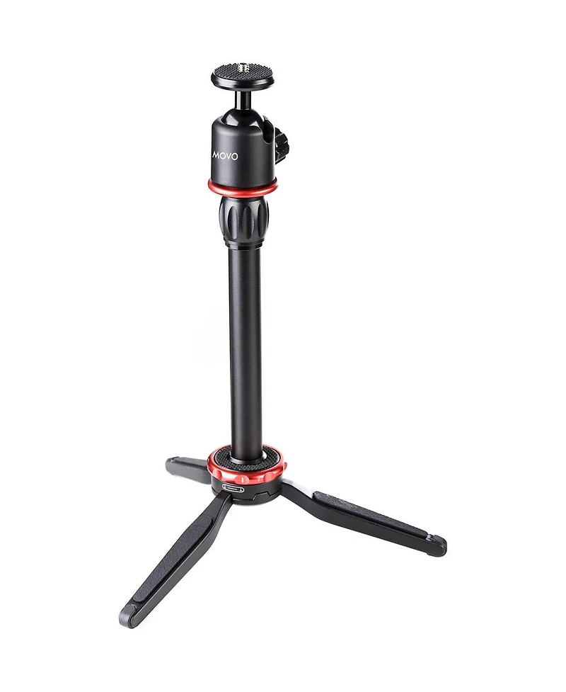 Movo Universal Mini Camera Tripod with Extendable Pole (Mv-T1) Adjustable Head, Heavy-Duty Aluminum Travel Stand for Dslr, Mirrorless, GoPro