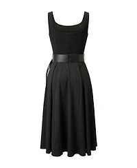 Modenaire Women's Belted Scoop-Neck Structured Bodice Midi Dress