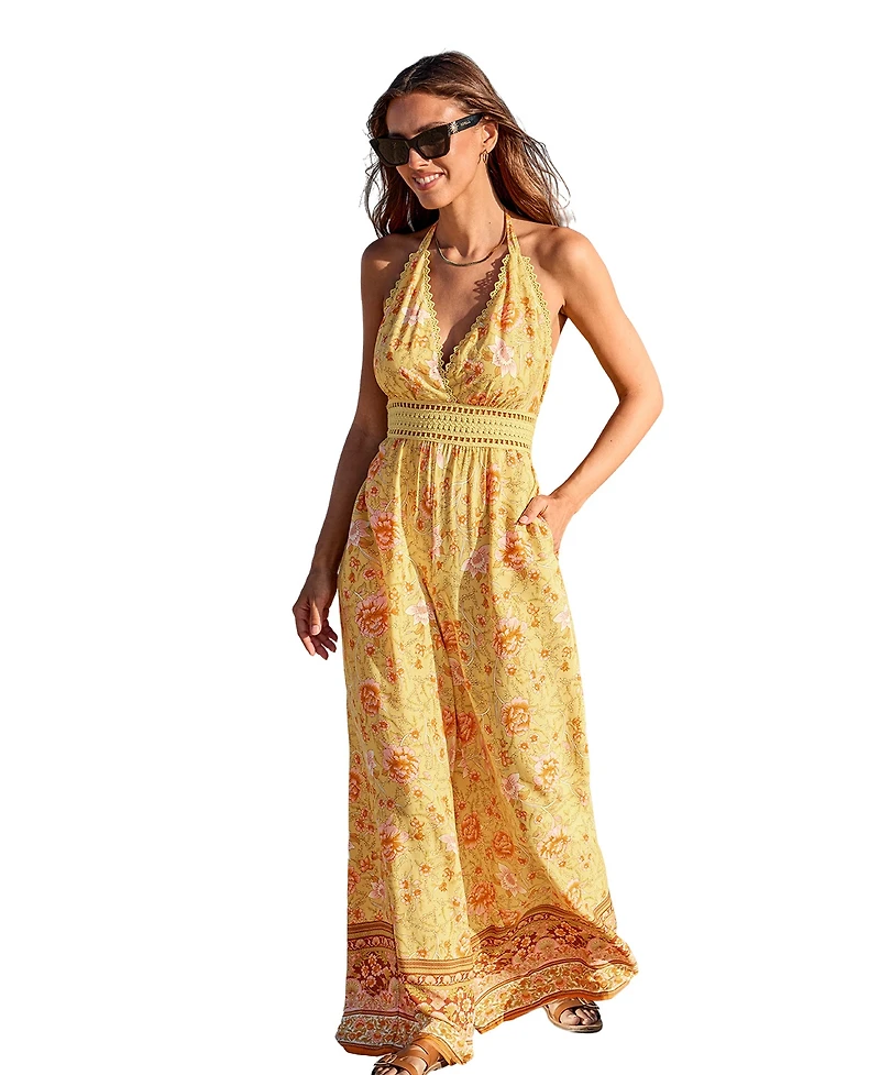 Cupshe Women's Halter Neck Floral Jumpsuit