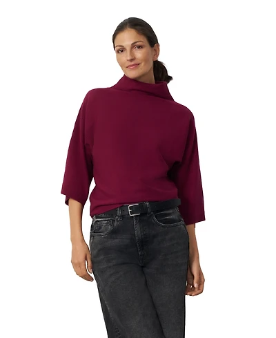 Cable & Gauge Women's Mock Neck Rib-Knit Dolman Sweater