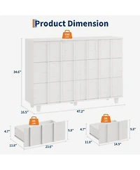 Modern Minimalist Wide Fluted Dresser Chest Of Drawers - 7 Drawer Clothing Storage Cabinet For Bedroom Small Space Nursery Living Room Or Entryway
