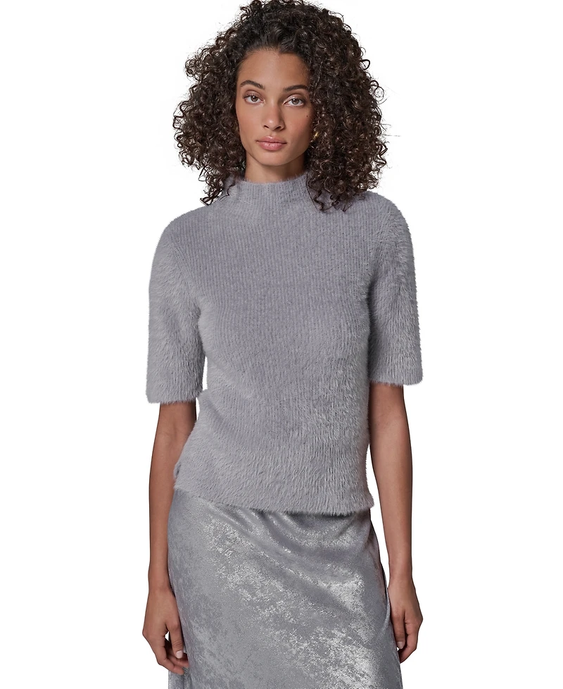 Donna Karan New York Women's Short-Sleeve Mock Neck Sweater