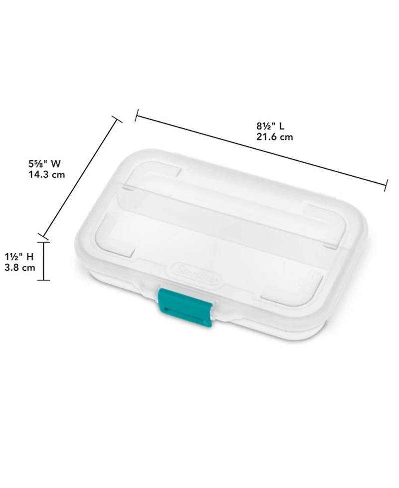 Sterilite Convenient Small Divided Clear Storage Pencil Box and Latch Lid, 12 Pack