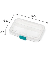 Sterilite Convenient Small Divided Clear Storage Pencil Box and Latch Lid, 12 Pack
