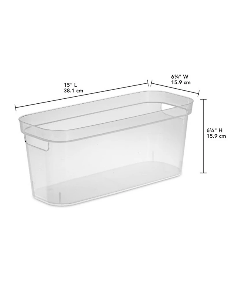 Sterilite 6.25x6.25x15 In Narrow Storage Bin with Carry Handles, Clear (8 Pack)