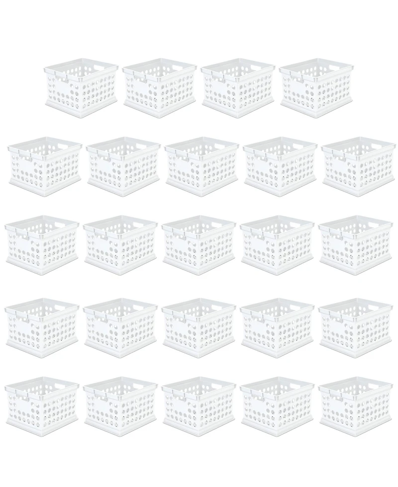 Sterilite Stackable Plastic Storage Open Crate Bin Organizer Box, White