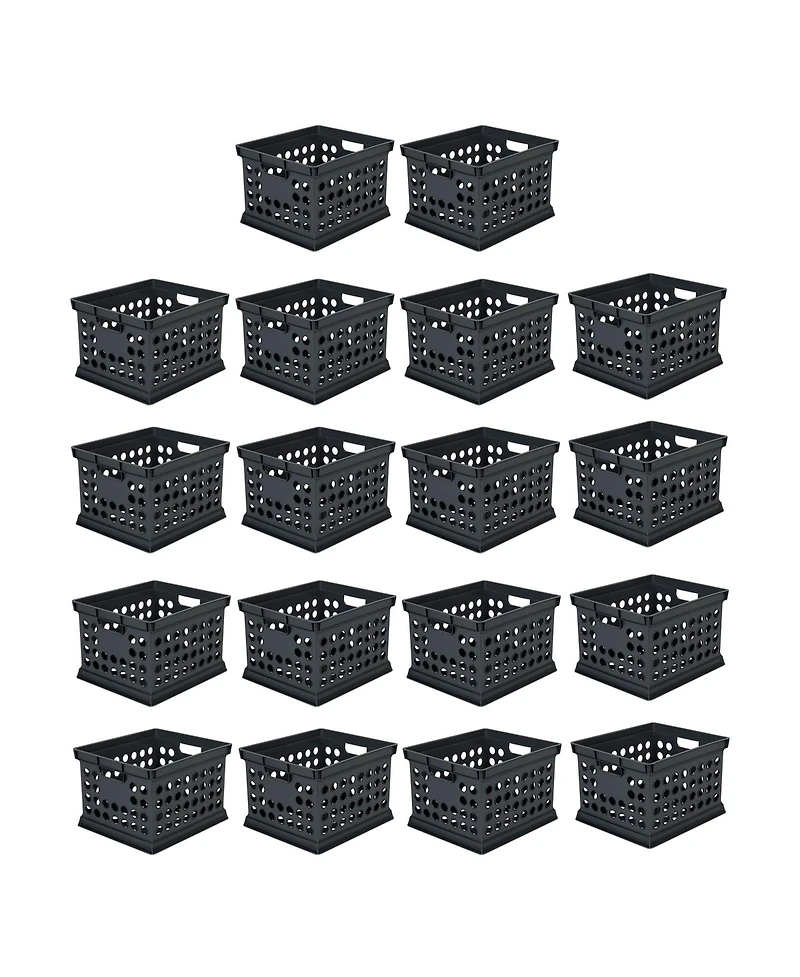 Sterilite Stackable Plastic Storage Open Crate Bin Organizer Box, Black