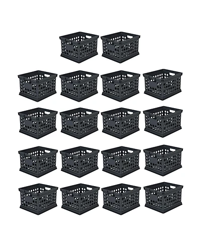 Sterilite Stackable Plastic Storage Open Crate Bin Organizer Box, Black