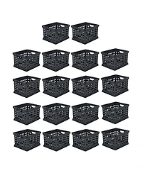 Sterilite Stackable Plastic Storage Open Crate Bin Organizer Box, Black