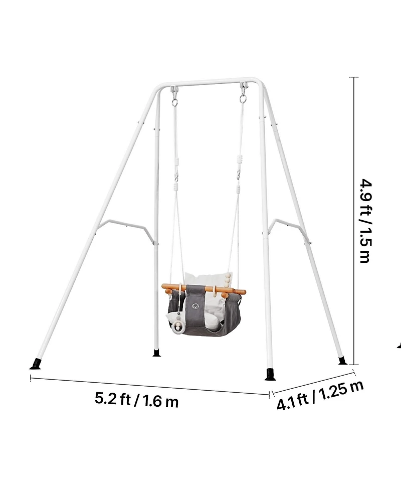 Glintex Toddler Swing and Jumper, 2-in-1 Baby Set Bouncer with Foldable A-Frame Metal Stand, Canvas Seat 50 lb Capacity