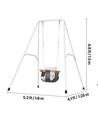 Glintex Toddler Swing and Jumper, 2-in-1 Baby Set Bouncer with Foldable A-Frame Metal Stand, Canvas Seat 50 lb Capacity
