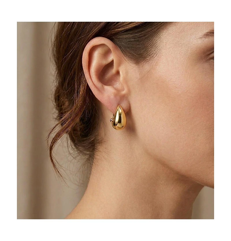 Curata Jewelry Teardrop Button Omega Back Earrings in 18k Yellow Gold