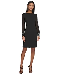 Karl Lagerfeld Paris Women's Illusion-Sleeve Beaded-Cuff Dress