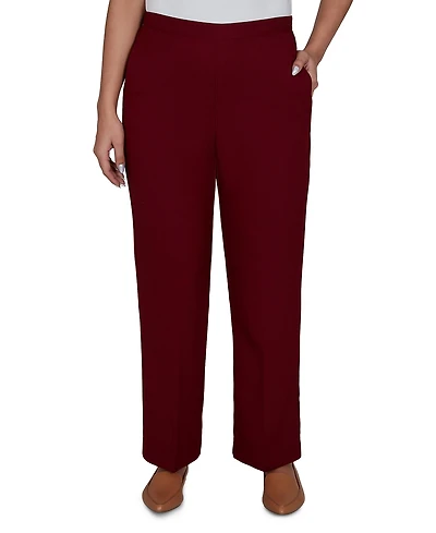 Alfred Dunner Women's Union Square Textured Cranberry Short Length Pants