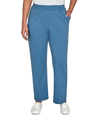 Alfred Dunner Women's Pull-On Straight-Leg Mid-Rise Poly-Cotton Blend Pants