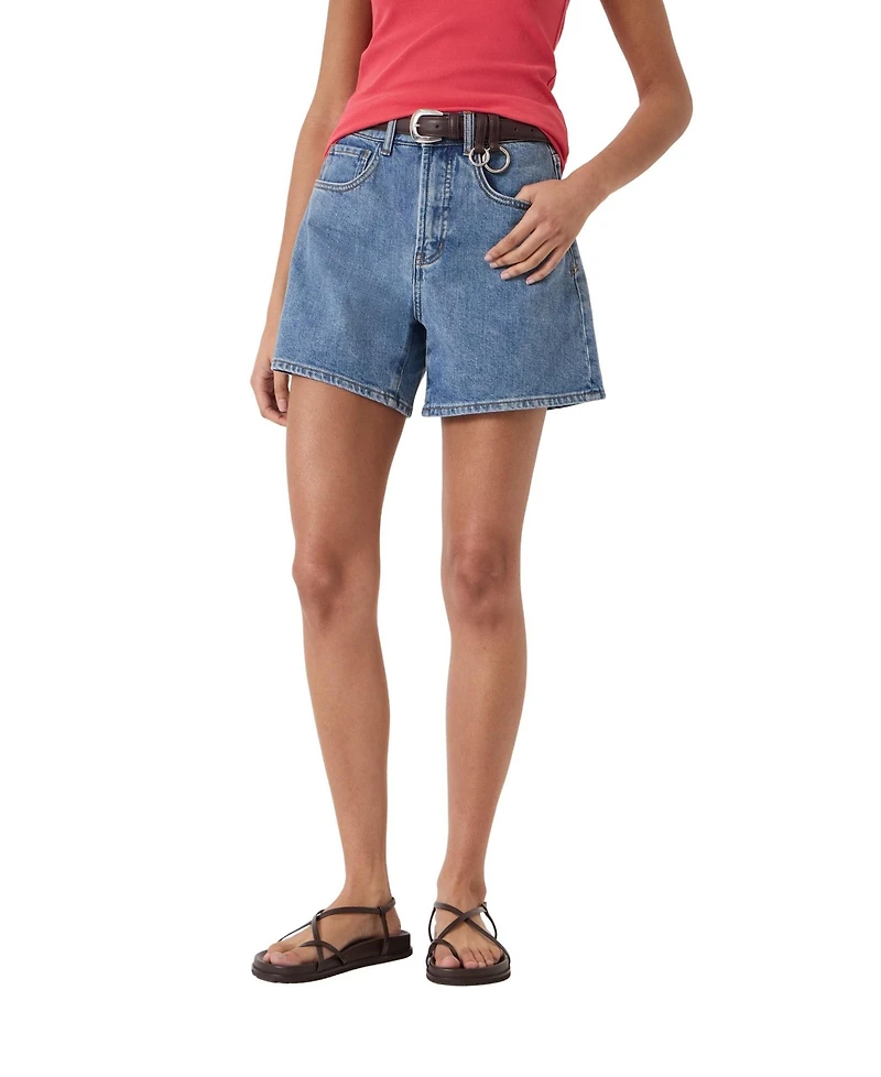 Hush Women's Essential High-Rise Stretch Denim Wide-Leg Shorts, 5" Inseam