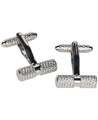 Perry Ellis Portfolio Men's Silver-Tone Textured Barrel Cufflinks