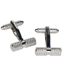 Perry Ellis Portfolio Men's Silver-Tone Textured Barrel Cufflinks