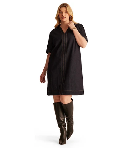 Estelle Women's Avah Collared Denim Mini Shift Dress