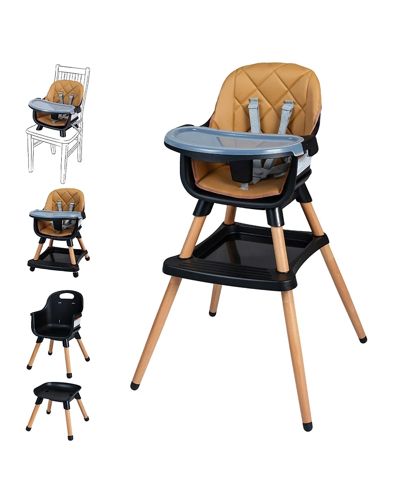 Costway 9-in-1 Convertible High Chair with Harness and Waterproof Cushion