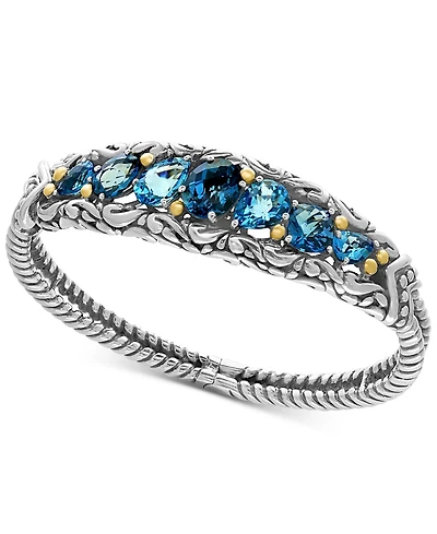 Effy Ocean Bleu London Blue Topaz (7-1/2 ct. t.w.) and Swiss Blue Topaz (5-1/8 ct. t.w.) Bracelet in Sterling Silver and 18k Gold