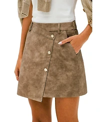 Cupshe Women's Mocha Moment Faux-Suede A-Line Mini Skirt