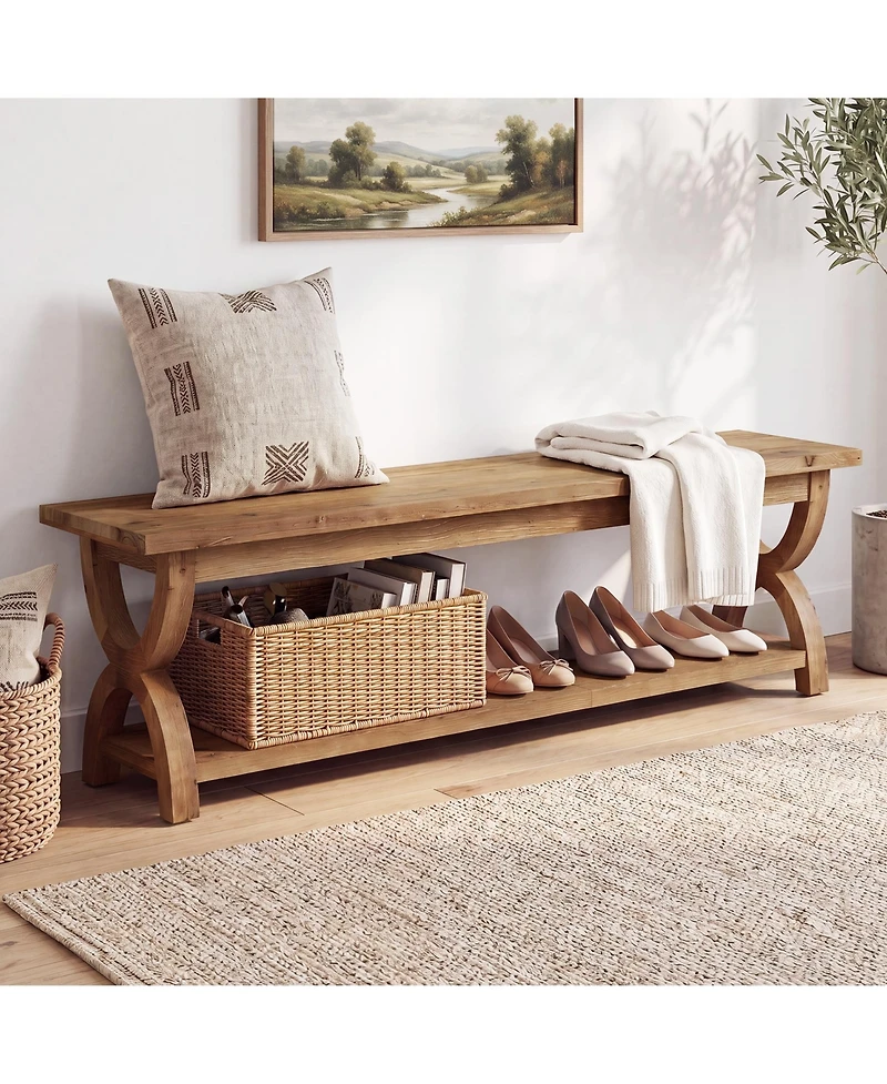 Tribesigns Solid Wood Dining Bench, Farmhouse Dining Room Bench