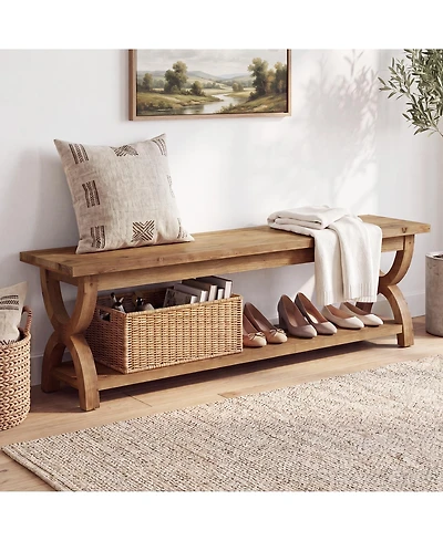 Tribesigns Solid Wood Dining Bench, Farmhouse Dining Room Bench